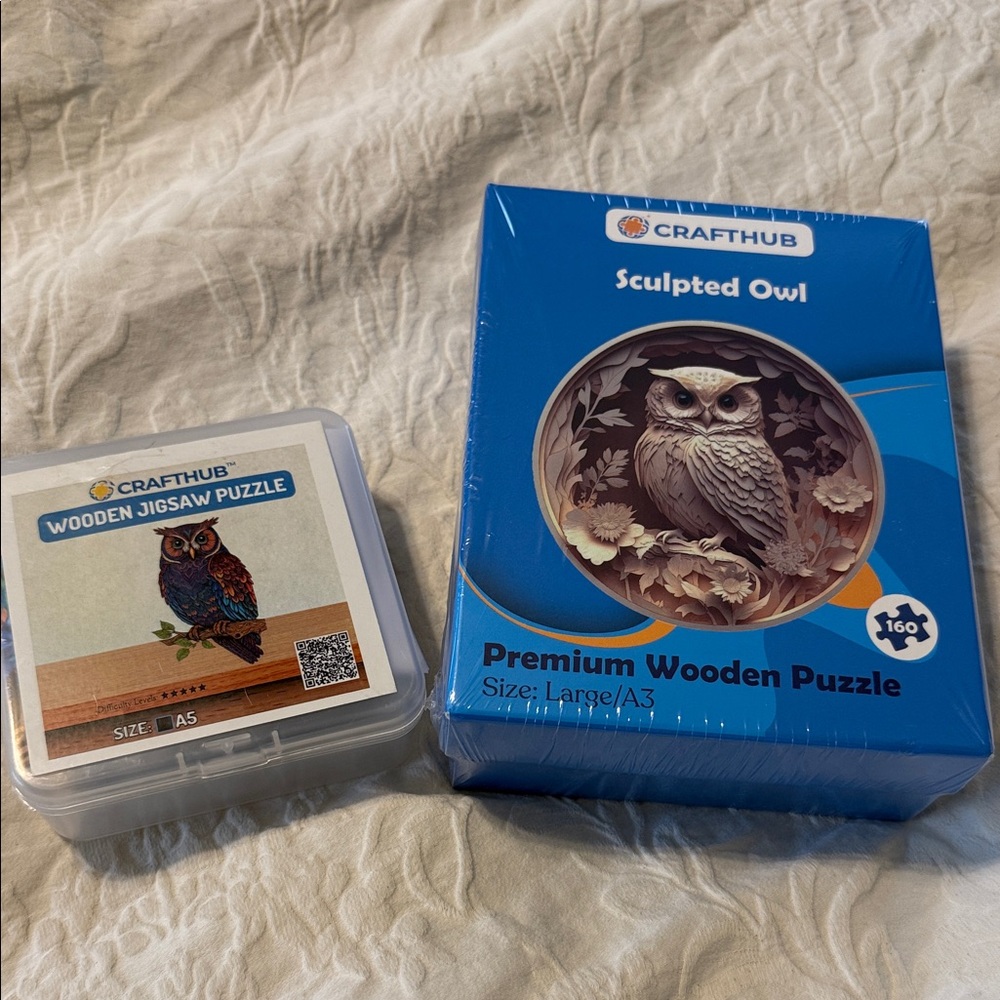 2 CraftHub Sculpted Owl Wooden Puzzle
